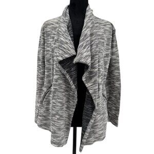 Motherhood Maternity Gray White Waterfall Cardigan‎ Sweater Womens M Textured